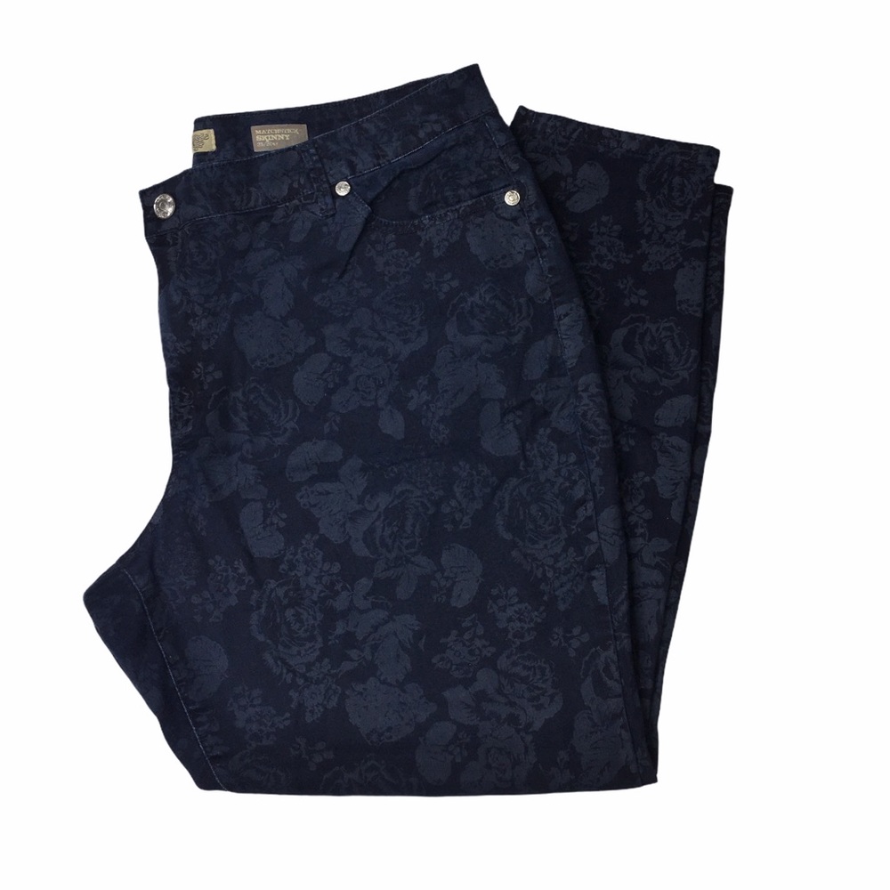 NINE WEST American Vintage Matchstick Skinny Dark Floral Jeans Sz 20W